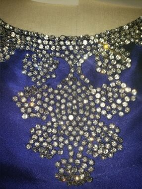 Sherina Royal Blue 100% Silk Hand Sewn  Cartier Crystals Sleeveless Top
